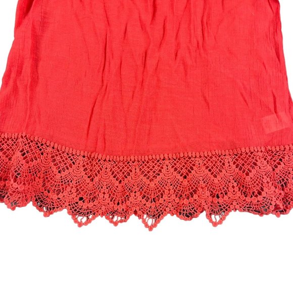 Bobeau Top Blouse Red Orange Off The Shoulder Lace‎ Hem Women's Size Medium - Picture 7 of 16